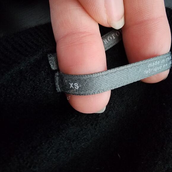 Anthropologie Merino Wool Black Cropped Crew Neck Sweater | Women's XSmall - Picture 12 of 14